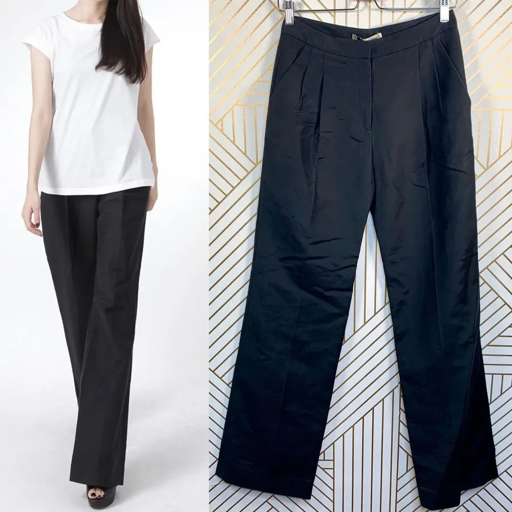 Balenciaga Black Pleat Front Wide Leg Dress Pants